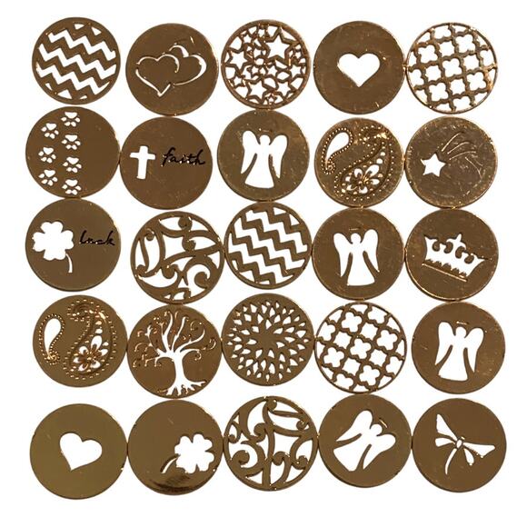 75-Piece Rose Gold 22mm Decorative Circle Floating Lockets Jewelry Supplies - Picture 1 of 6